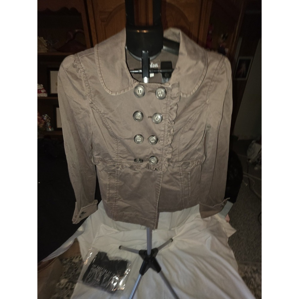 Caslon Size S Brown Short‎ Jacket Double Breasted. Military,Cottagecore,...